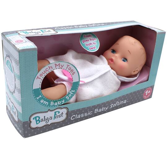 Goldberger Baby's First® Bathtime with Softina™ 11" Baby Doll with Pink Towel